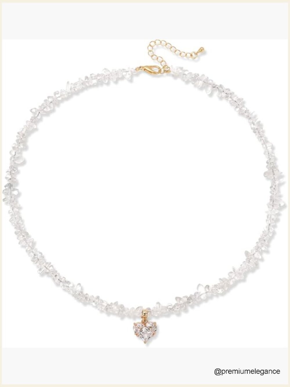 Healing Crystal Beaded Necklace Heart Pendant Choker Layering Gift